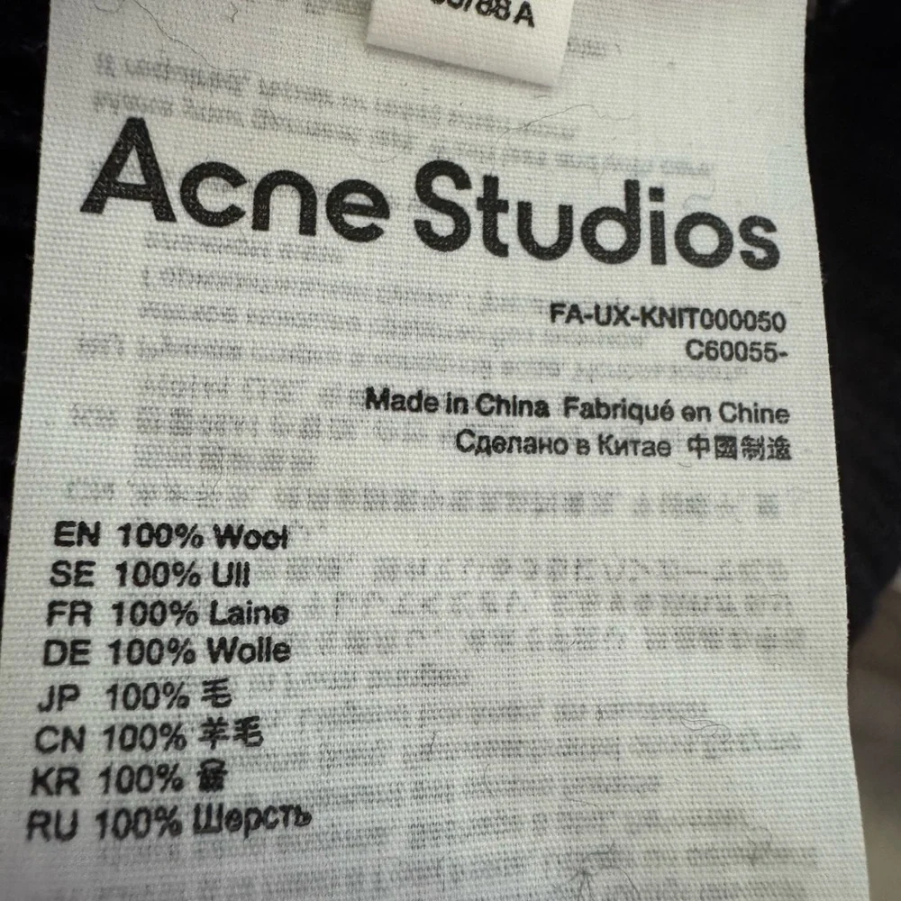 Acne Studios Face Checkerboard Wool Sweater Black Oatmeal Beige XS - Picture 8 of 9